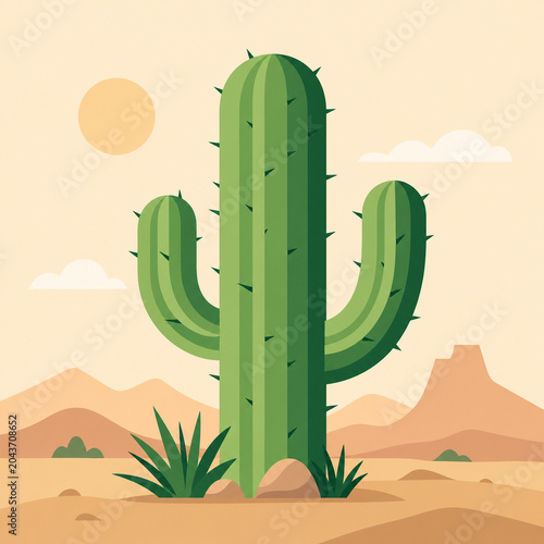 cactus in desert vector illustration