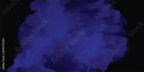 Tableau sur toile Deep blue ink cloud dissolving in black water with subtle light diffusion abstra