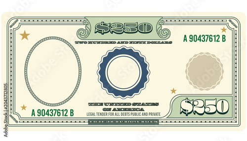 Obraz na plátne $250 Dollar note celebrating the country of the USA and the  250th anniversary w