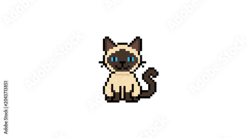 Cute Siamese Pixel Art Cat.