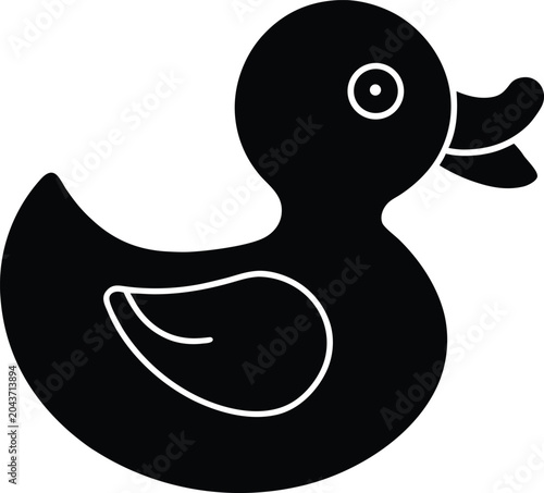 Rubber duck silhouette icon vector cartoon bath toy graphic element isolated on white background