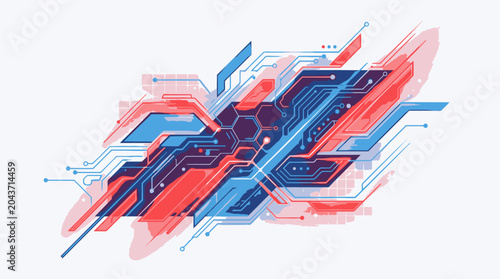 Abstract colorful tech graphic design element.