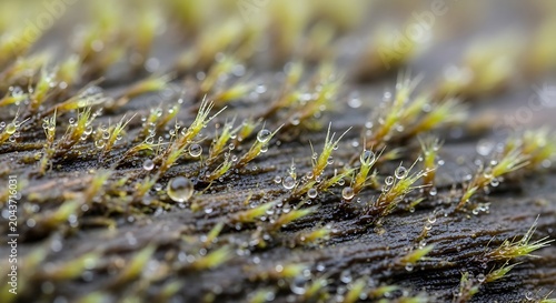 Obraz na płótnie Moss growing on tree bark surface.