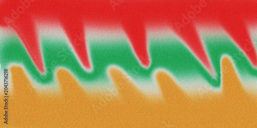 Fotografie Abstract Textured Background with Red, Green, and Yellow Waves and Jagged Edges