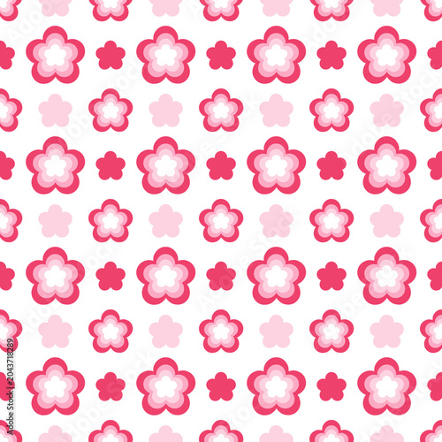 Cute Pink Retro Flower Seamless Pattern Floral Shapes and Wallpaper Design Decoration Element 