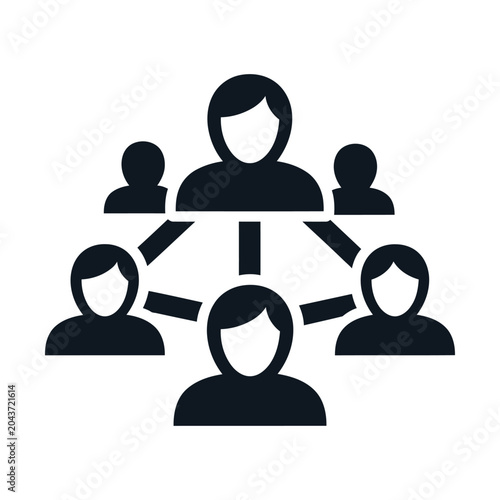 Professional networking icon, business team collaboration vector, social community connection symbol, corporate group