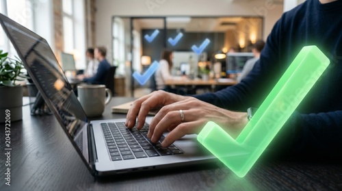 Digital Software Code Verification and Successful System Validation Checkmark Concept