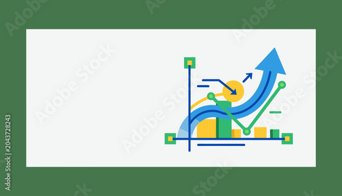 Abstract business growth chart with upward trending arrow and bar graphs, representing success and progress