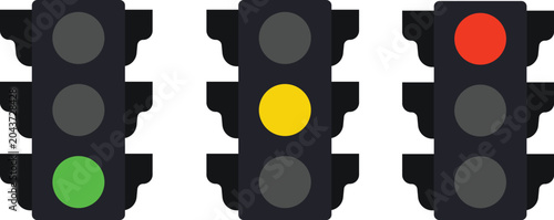 Traffic lights illustrations for any purpose. Isolated object. Green, yellow and red light stoplights.Traffic lights icon. Stoplight symbol. Vector sign.traffic light isolated icon vector illustration