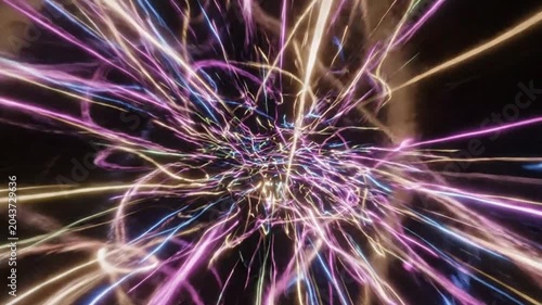 Vibrant colorful lights burst outward in all directions at night