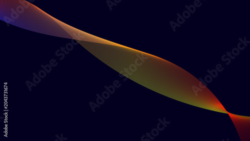 Dynamic wave pattern with smooth gradient lines on dark background, illustrating abstract digital art and modern technology concepts.