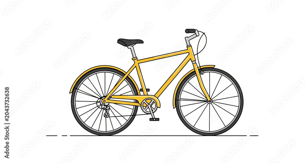 Fototapeta premium Yellow bicycle silhouette on transparent background high quality