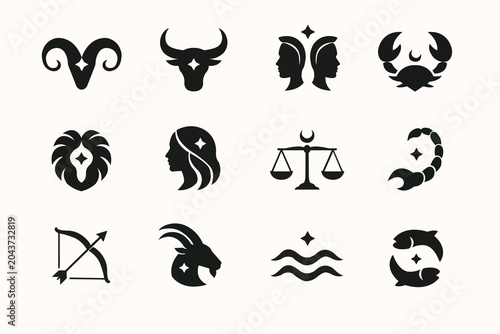 Foto Minimal zodiac signs icon set
