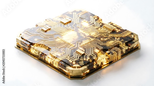 Golden jewelry box with luxury accessories and precious gems isolated on a white background