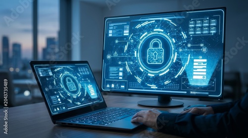 Digital Cybersecurity and Data Encryption Protection System Interface