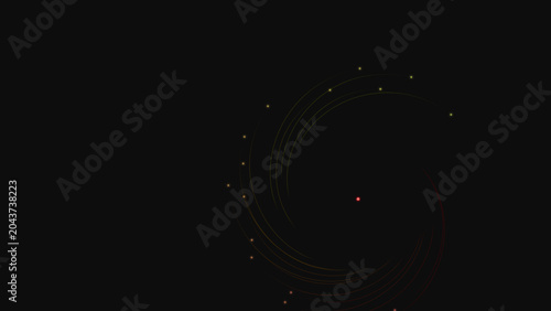 Obraz na płótnie Dynamic spiral arcs of orange and yellow light rotating around small red glowing nucleus