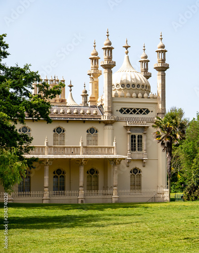 Brighton Pavilion and gardens captured on a bright and sunny day