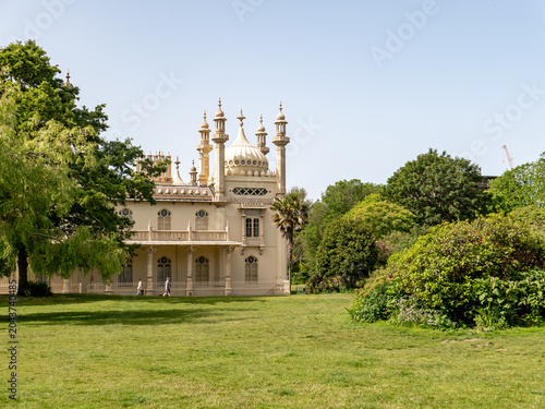 Brighton Pavilion and gardens captured on a bright and sunny day
