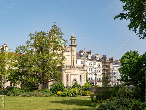 Brighton Pavilion and gardens captured on a bright and sunny day