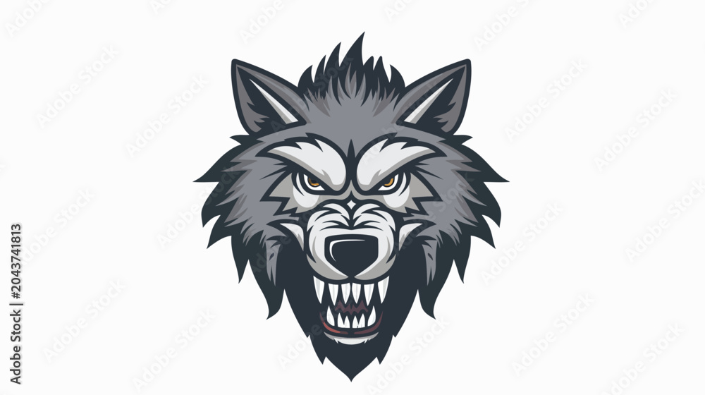 Obraz premium Aggressive wolf head illustration vector for logo design and branding