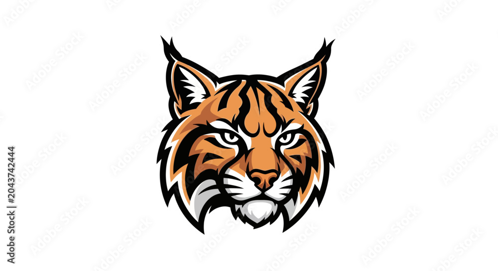 Obraz premium Stylized lynx head illustration against white background for graphic design