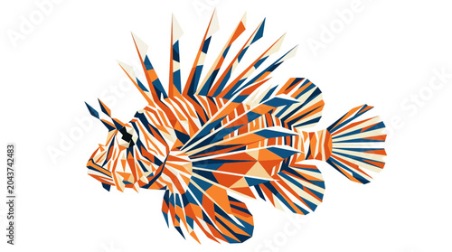 Foto Geometric Lionfish Illustration