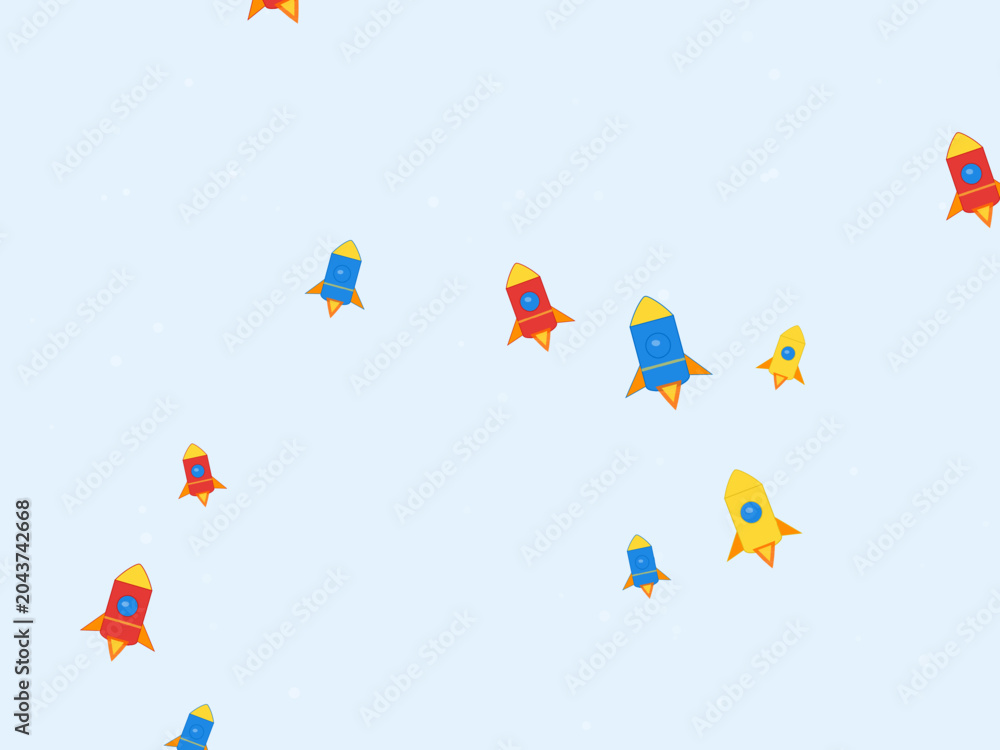 Naklejka premium Cartoon Rockets Blast Off Nursery Background