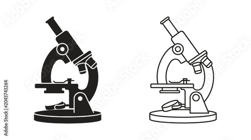 Tableau sur toile microscope silhouette and line art scientific instrument