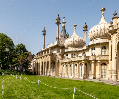 The historic Brighton Pavilion on a bright and sunny day