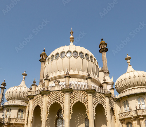 The historic Brighton Pavilion on a bright and sunny day