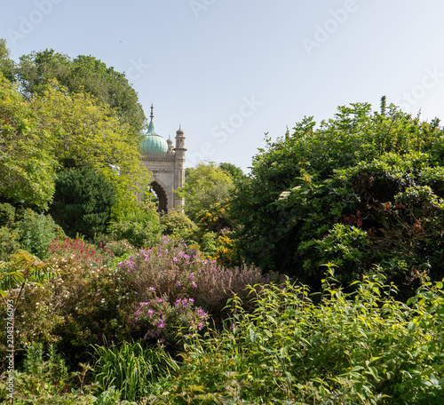 Ancient tower with dome roof in the public gardens