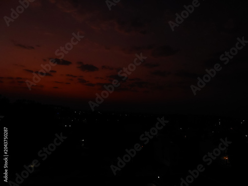 time lapse sunset, Dark red night sky background, silhouette of trees, nature photography