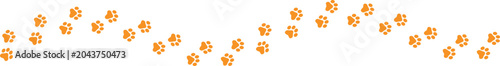 Paw Prints. Cute pets and Dogs pets paw print isolated on white background. Animal paw prints.