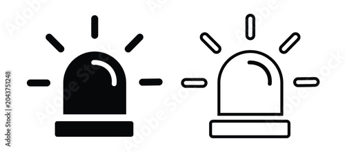 Fotografía Emergency siren flasher icons, black solid and outline beacon vector set, police