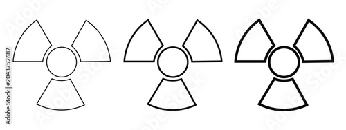 Fotografía Radiation symbol icon set, nuclear hazard warning signs in thin and thick outlin