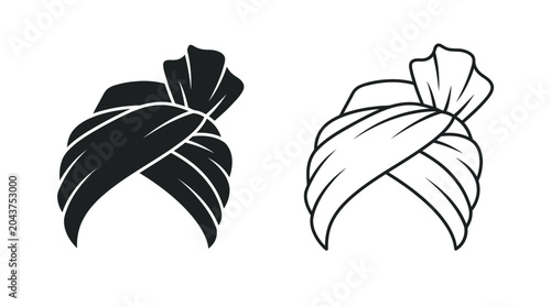 Quadro su tela turban headwear line art on white background