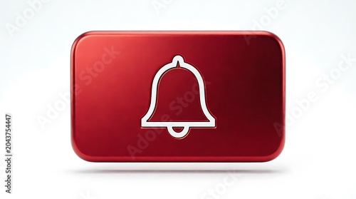 A vibrant red notification bell icon rendered in a sleek 3D style, symbolizing social media alerts, digital updates, and incoming messages on a clean white background for modern user interface design.