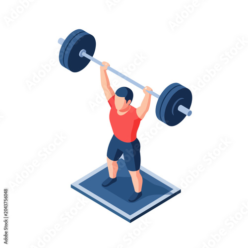 Vászonkép Man lifting heavy barbell weights up.