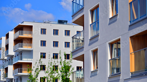 Bild auf Leinwand European residential architecture harmonizing with nature