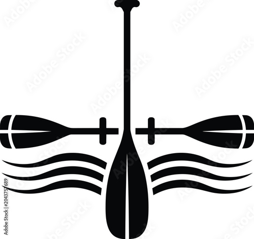 Konstfotografi Water sports vector illustration 1 vertical single-blade paddle, 2 horizontal do