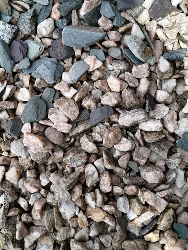 Close-up of mixed gravel and small crushed stones