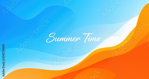 abstract summer time banner, vector illustration with blue and orange colors,template for background,cards,wallpaper
