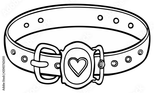 Dog Collar with Heart Emblem in Outline Style for Customization