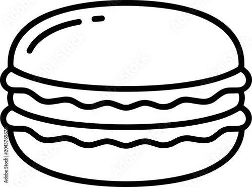 Φωτογραφία Minimalist outline of a single macaron cookie, simple line art drawing, isolated on white background