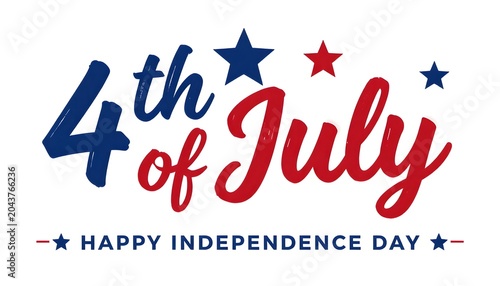 4th of july happy independence day typography isolated on white background
