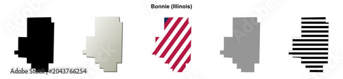 Foto Bonnie (Illinois) blank outline map set