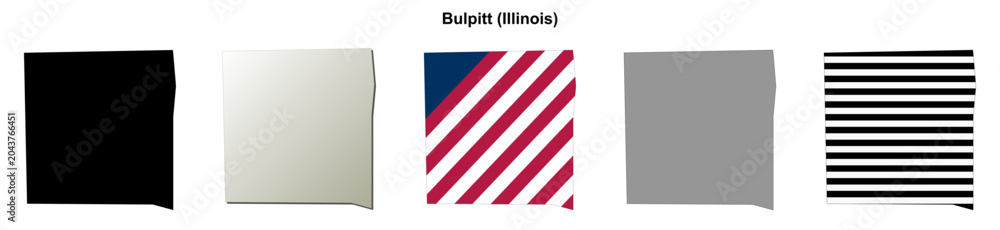 Fototapeta premium Bulpitt (Illinois) blank outline map set