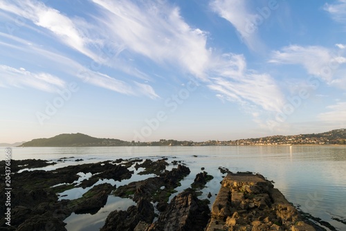 Panoramic view of the town of Panxon at sunset, Spain
