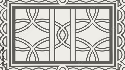 Decorative symmetrical geometric line art panel design