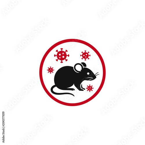 Hanta virus warning mouse flat vector icon design